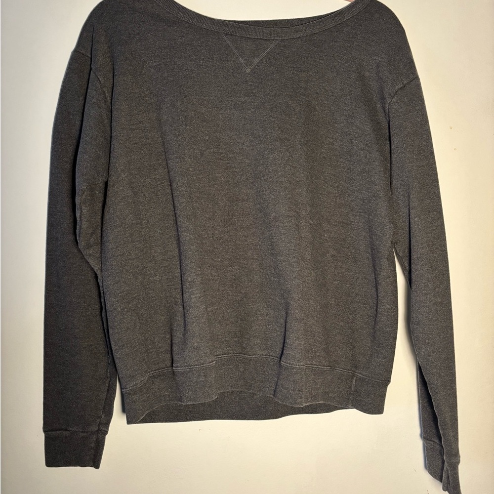 Gray Off Shoulder Crewneck Sweatshirt